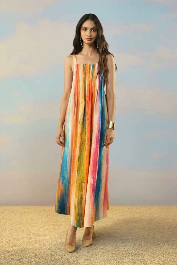 LINEN ABSTRACT WATERCOLOUR MAXI — Dash and Dot