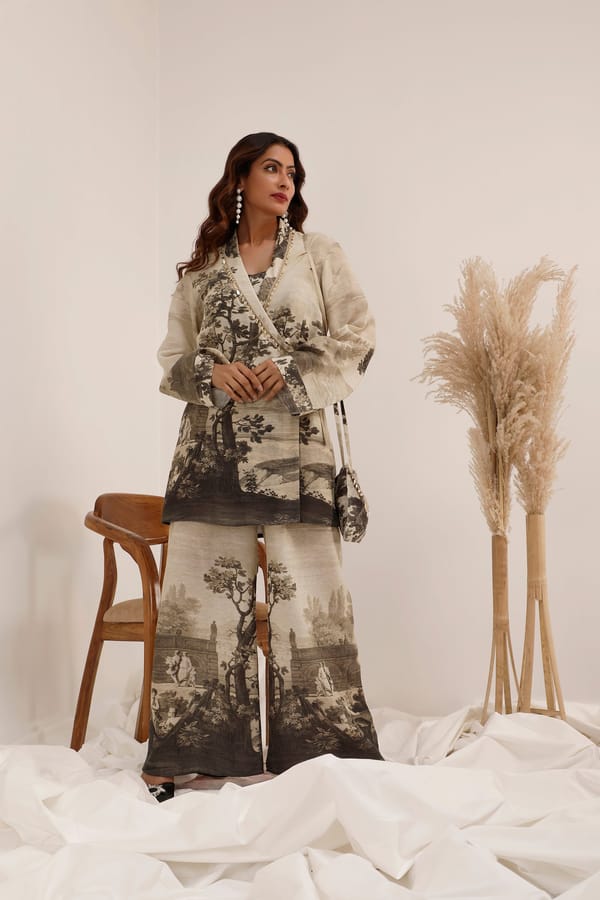 Vanya Canvas of Nature - Blazer Co-ord Set — Surkh Syahi