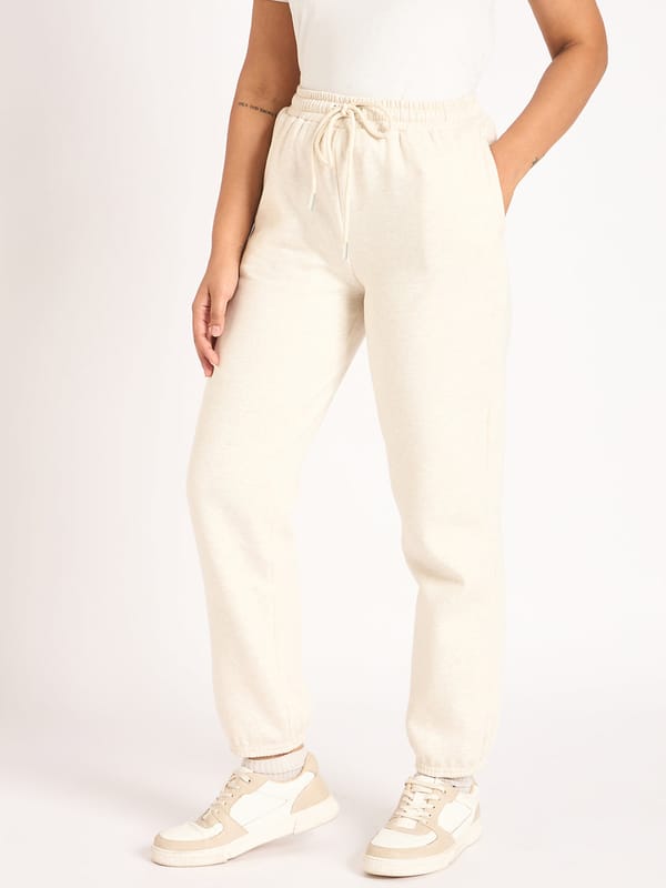 Oat Melange Fleece Jogger — Femmella