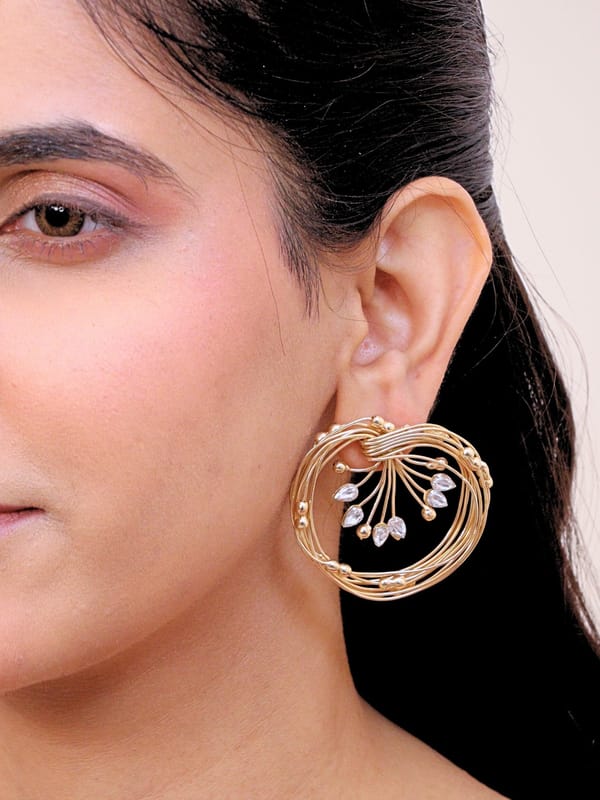 Jahanara Brass Earrings for Women 18K Gold Plated — Viana Jewels