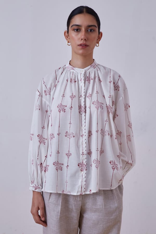 Kesar Red Hand Printed Top — The Summer House