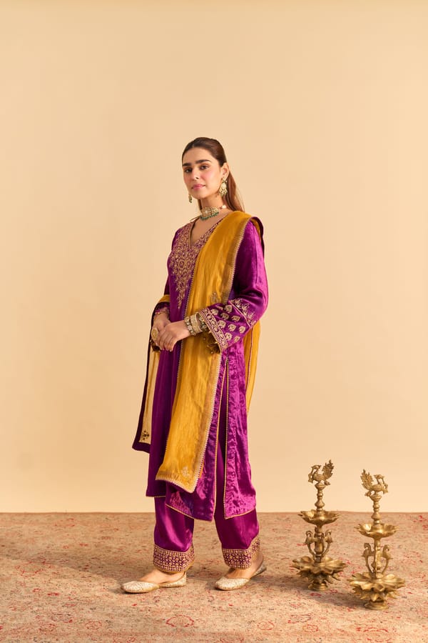 Aynaz - Silk Velvet Salwar & Kurta — Sheetal Batra