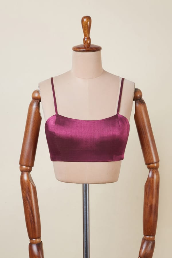 Pink Chanderi Tissue Spaghetti Strap Blouse — Dressfolk