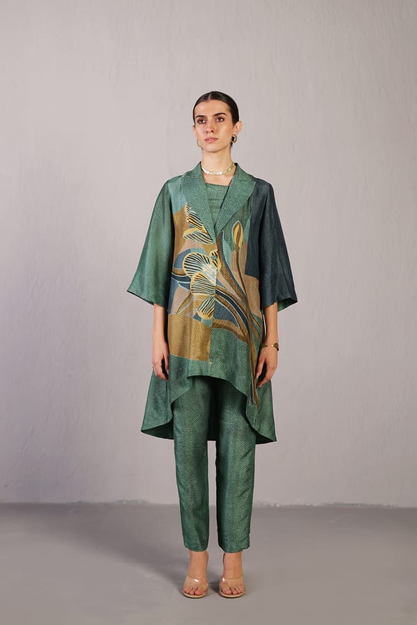 Pine Green Printed 3-Piece Jacket Co-ord Set — CLOS