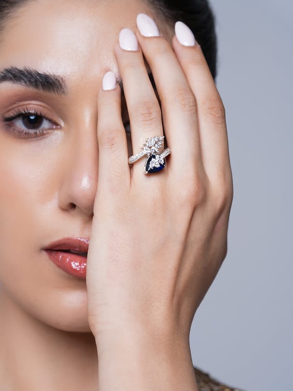 Small Dark Blue AD Ring — Cao Jewellery