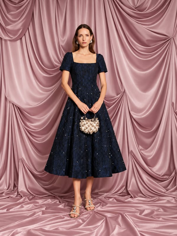 Maison Gem Jacquard Half Sleeves Midi Dress — SISTER JANE