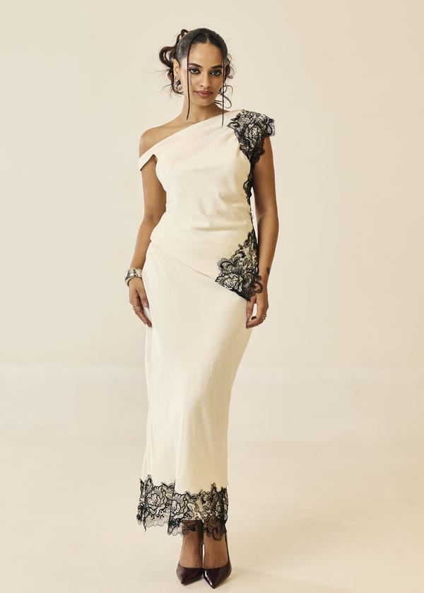 Marguax Ivory Lace-Trim Skirt — Lea Clothing