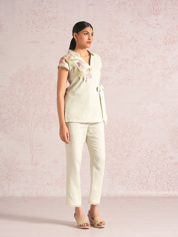 Painted Petals Wrap Co-Ord — Kaveri