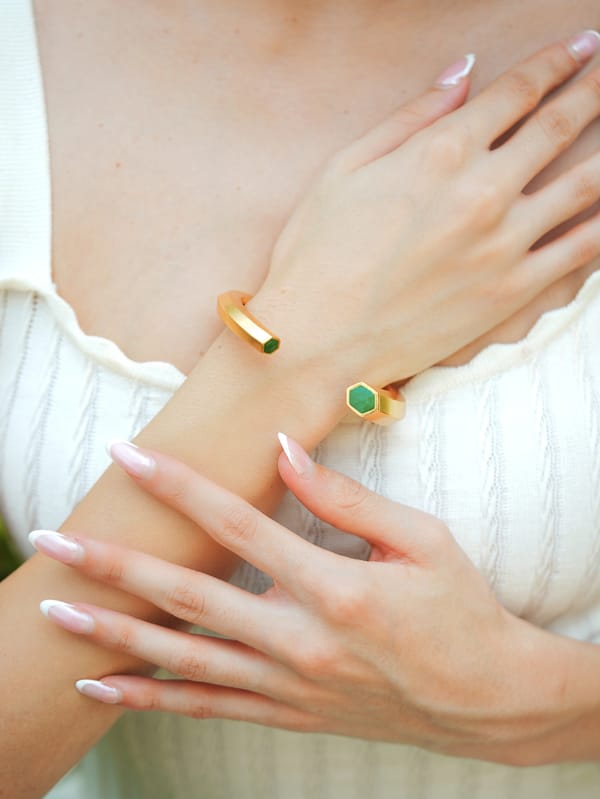 Hexa Enamel Gold Cuff — Varnika Arora