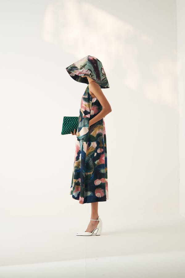 Abstract Print Anti-Fit Sleeveless Midi Dress with Pockets — Ofrida
