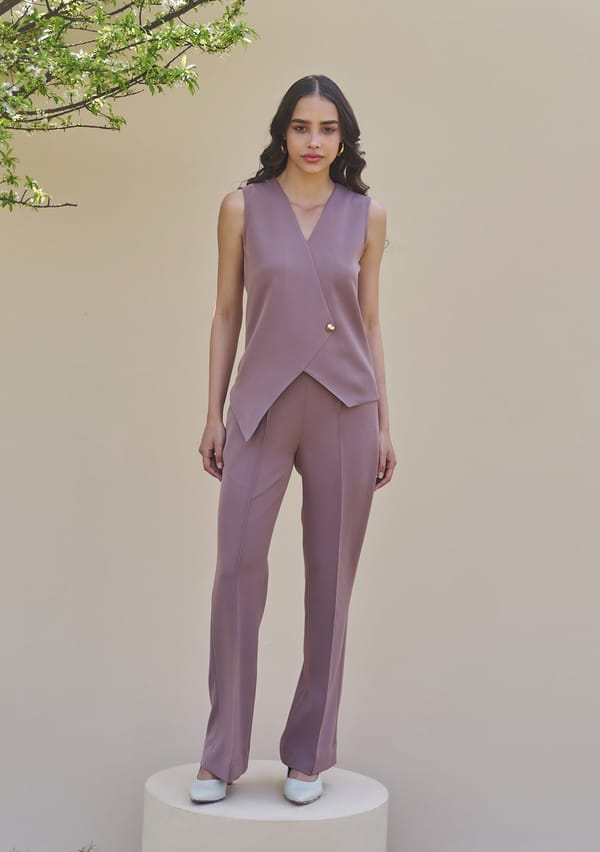 Mocha Mousse Tailored Waistcoat and Trousers Co-ord Set — AMOSHI