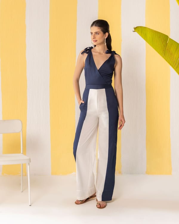 Navy & White Jumpsuit — ZAZU