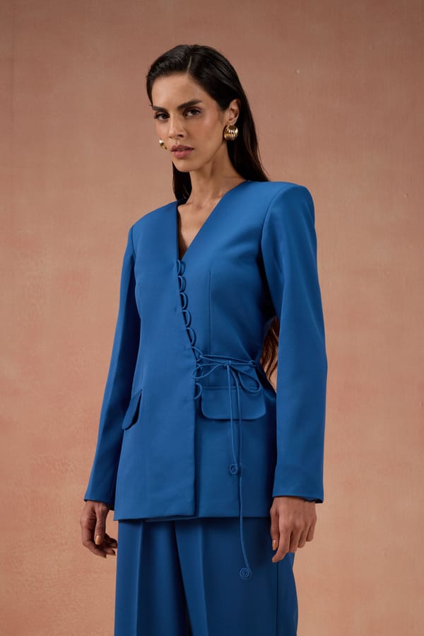 Cobalt Blue Cord Blazer Set — Label IRIS