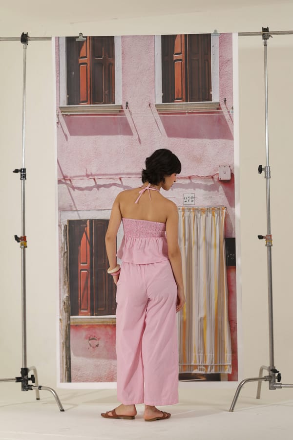 Pink Pinstripe Wide-Leg Pull-On Trousers — The Clothing Factory