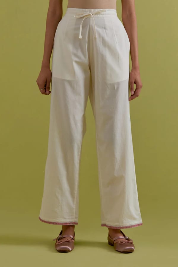 Off White Cotton Pants — Upavita