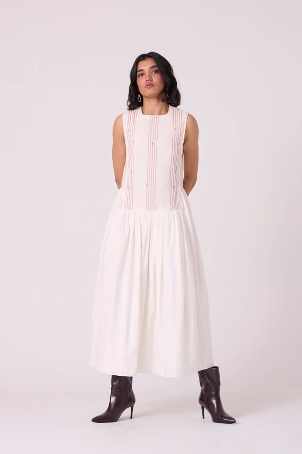 Off-White Red Stripe Sleeveless Maxi Dress — The Summer House