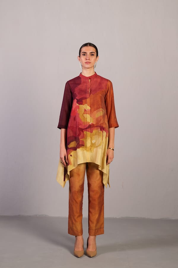 Diffuse Wine & Cream Kurta Set — CLOS