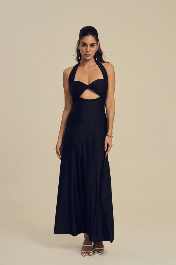 Black Halter Cutout Maxi Gown — LABEL FROW