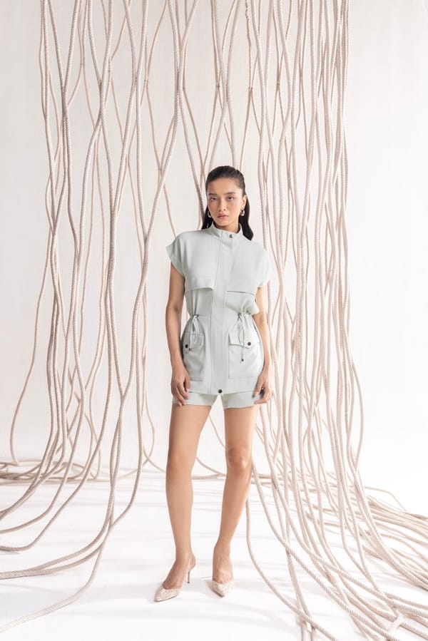 Minty Blue Mesh Jacket with Matching Shorts — Shivya K