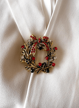 Christmas Bow Leaf Brooch — Amossh