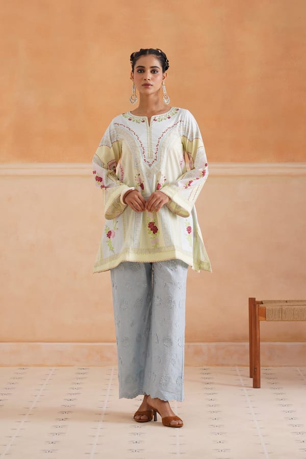 Pastel Floral Kurta and Salwar Co-ord Set — NEETIKA CHOPRA