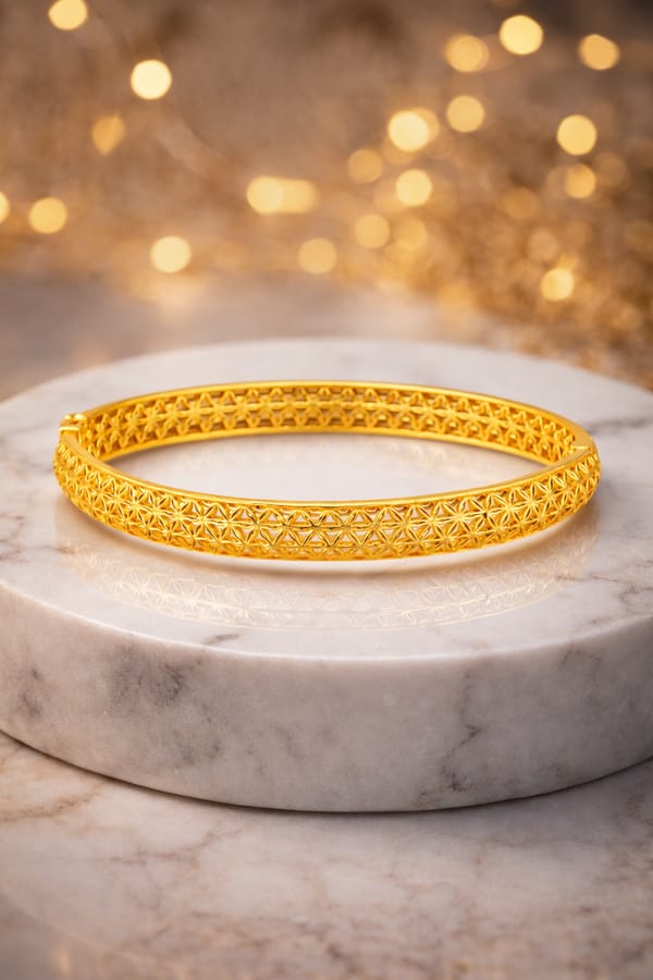 Silvpop Golden Lattice Pattern Bangle — SilvPop Jewels