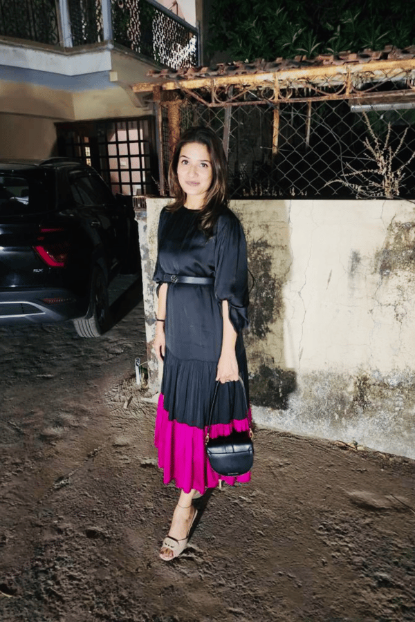 Black and Wine Colorblock Pleated Maxi Dress — Neora