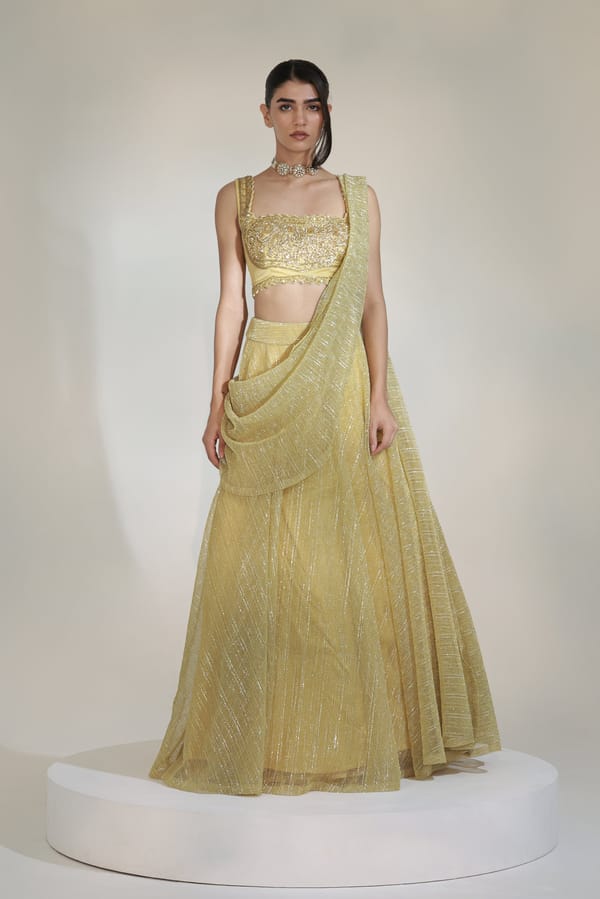 Noorish Drape Lehenga Set — LIBAS CAFE