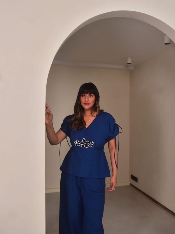 Aria Applique Top — Why So Blue