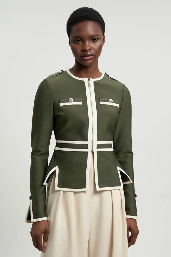 Figure Form Bandage Military Contrast Split Hem — KAREN MILLEN