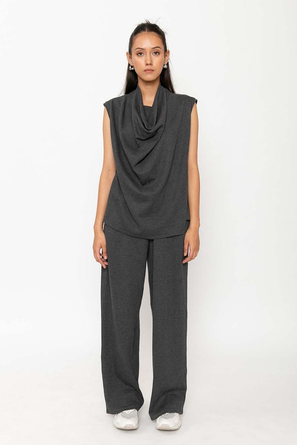 Grey Wide-Leg Relaxed Fit Lounge Trousers — Contemponari