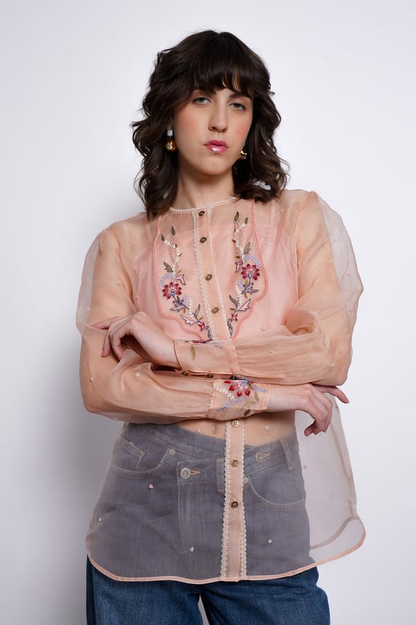 Rosette Peach Top — Love Kiki
