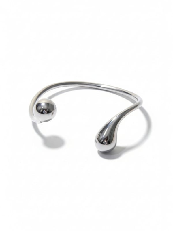 Silver Irregular Droplet Opening Bracelet — Cao Jewellery