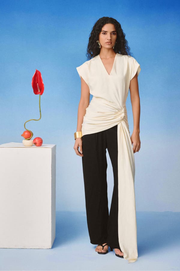 Echo Ivory Drape Top — Echo Studio