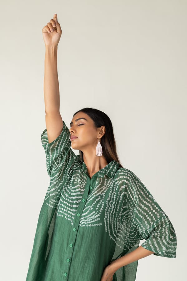 Emerald Swirl Bandhani Tunic — Silai studio