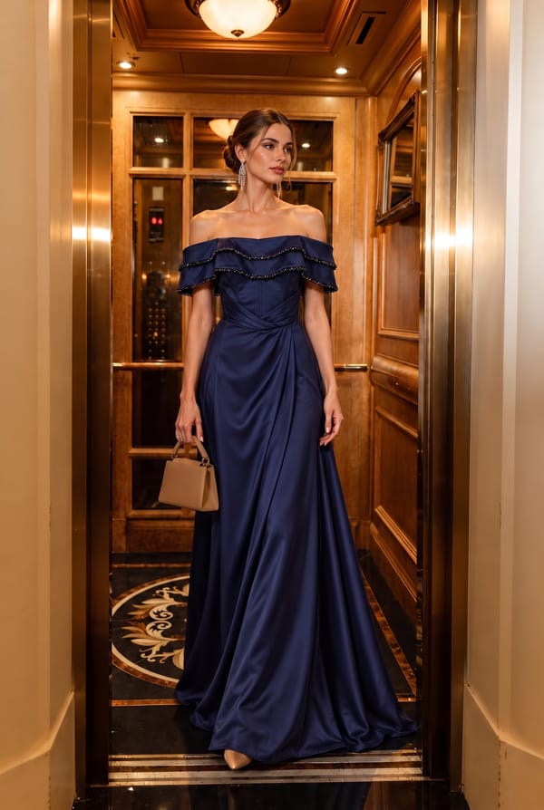 Off-Shoulder Layered Gown — Sibel Aydin
