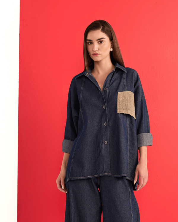 Denim and Jute Free Size Sack Pocket Shirt — AUR