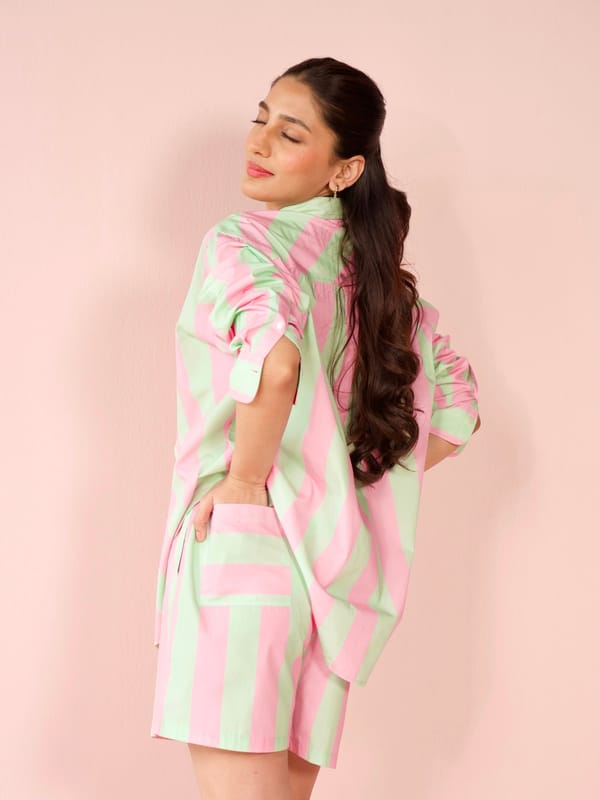 Gelato Poplin Striped Co-ord Set with Shorts — Cosset Clothing
