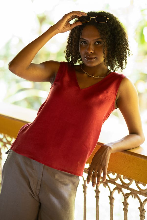 Linen V Neck Tank — Creatures of Habit