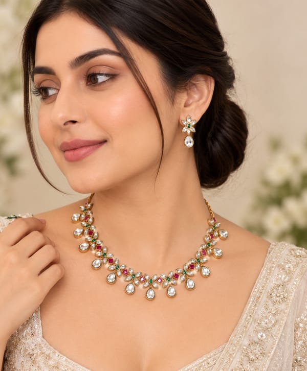 Red Green Polki Set — The Glam by Mansha