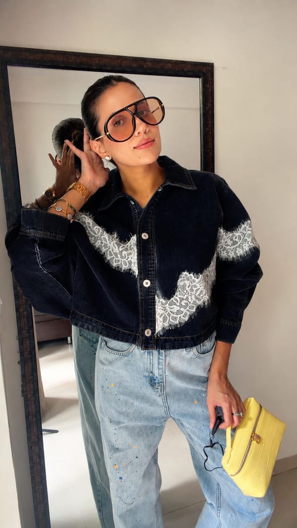 Lace Detail Denim Shacket — CLOSET AFFAIR