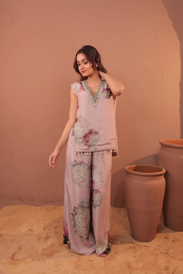 Carnation Crush - Vest Co-ord Set — Surkh Syahi