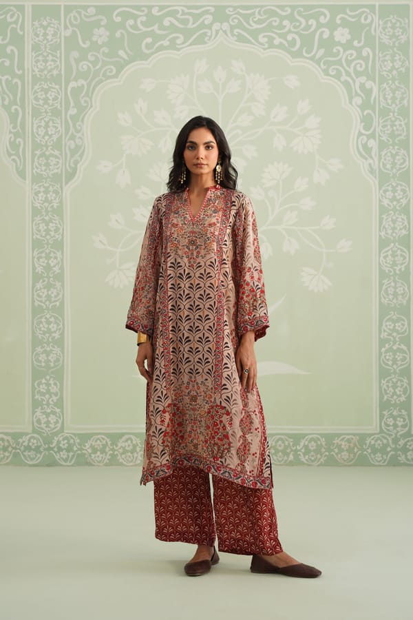 Multi Printed Bemberg Crepe Kurta Set with Pants — NEETIKA CHOPRA