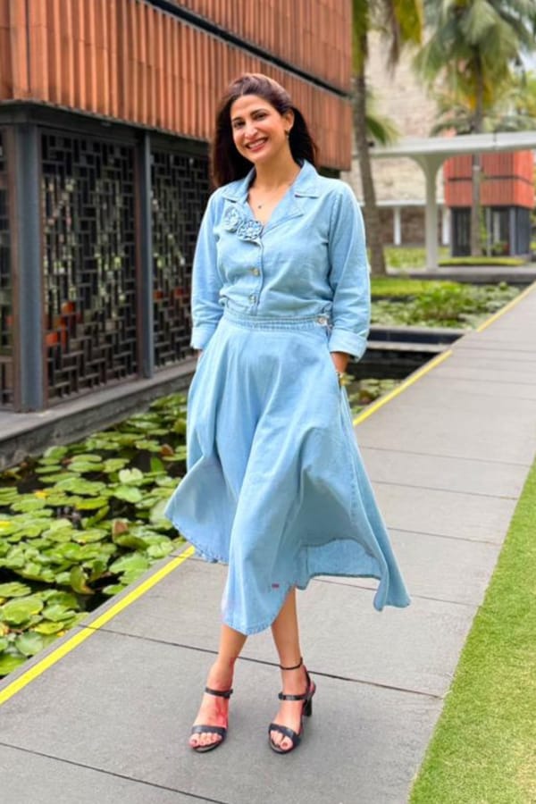 Blue Denim Top and Midi Skirt Co-ord Set — Design By Queen Bee