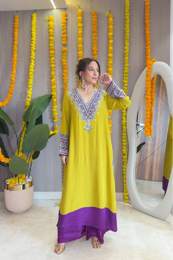 Zaira - Slit Kurta Set — Surkh Syahi