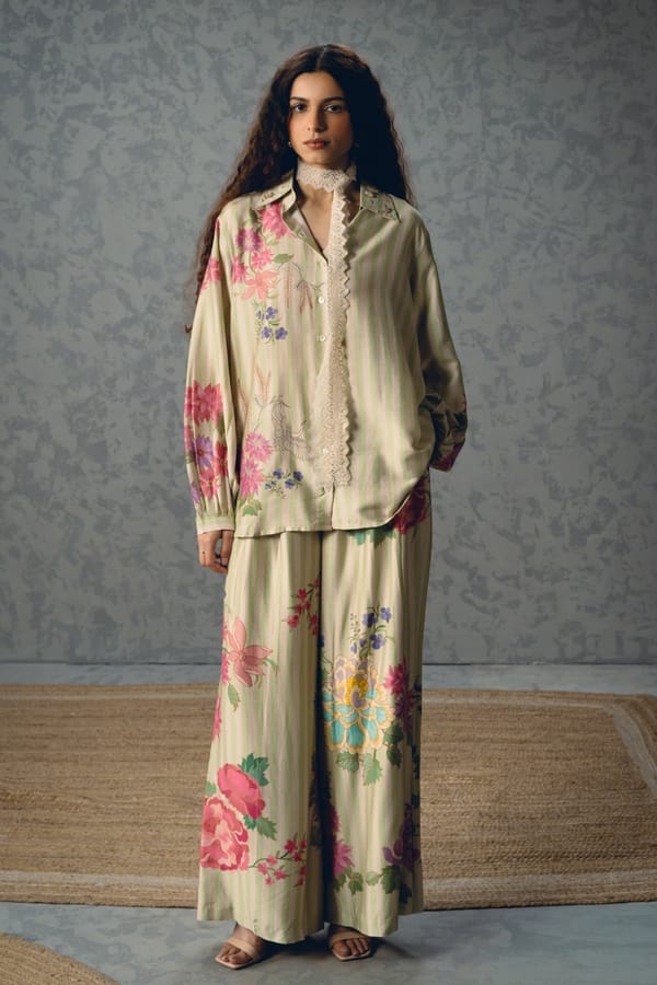 Aika Satin Set- GREEN — Paulmi and Harsh
