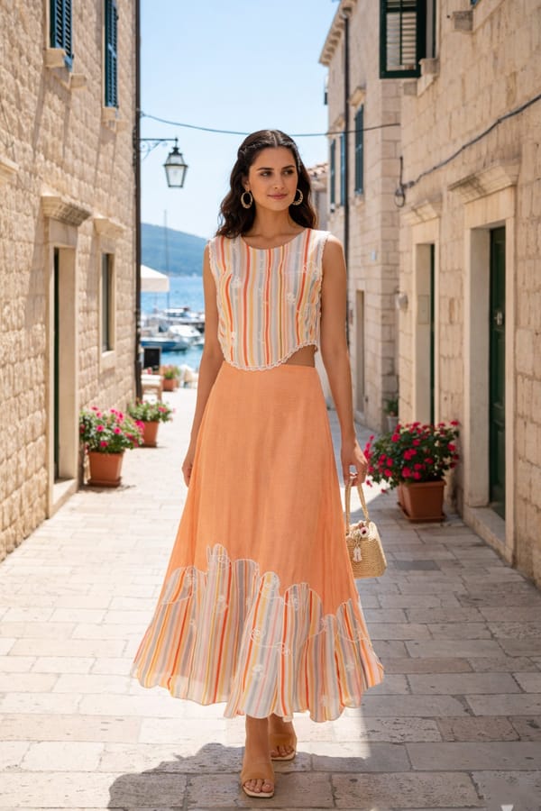 Sunlit Stripes Midi Dress — 9899