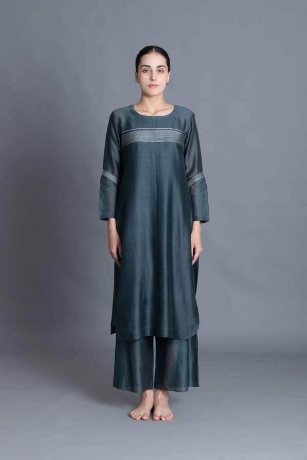 E-Mint Embroidery Dress Co-ord with Scraff — Khat