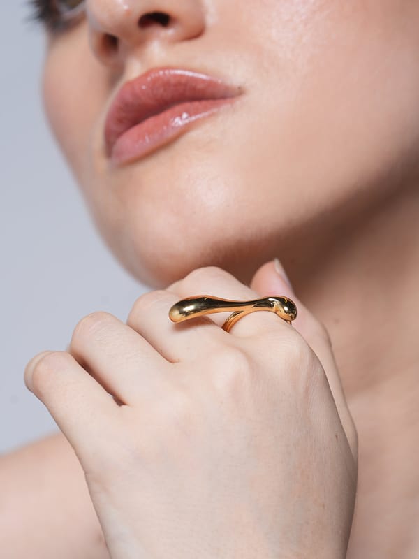 Water Drop Irregular Curve Open Ring — Cao Jewellery