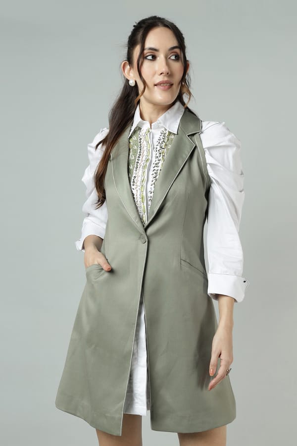 White and Olive Embellished Blazer Dress — Our Love
